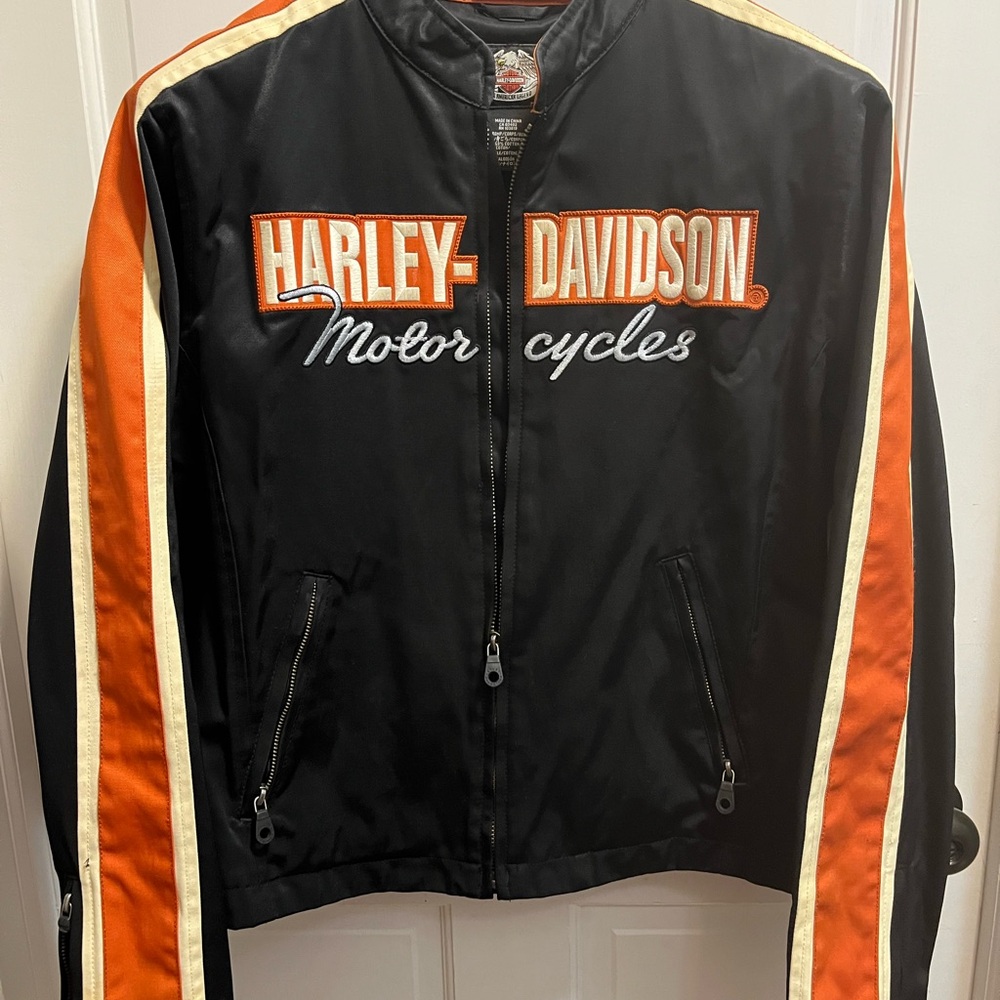 Harley-Davidson Men's Black and Orange Jacket
